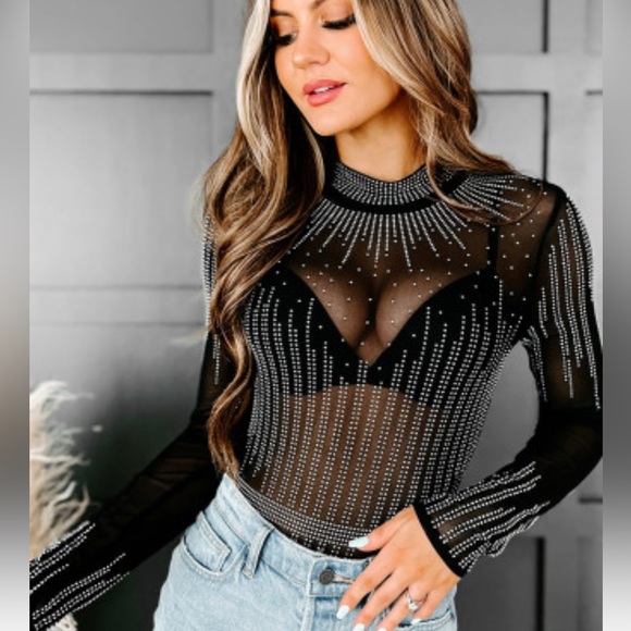 RELISTED Rhinestone Cowgirl Bodysuit Jeweled - Picture 6 of 13